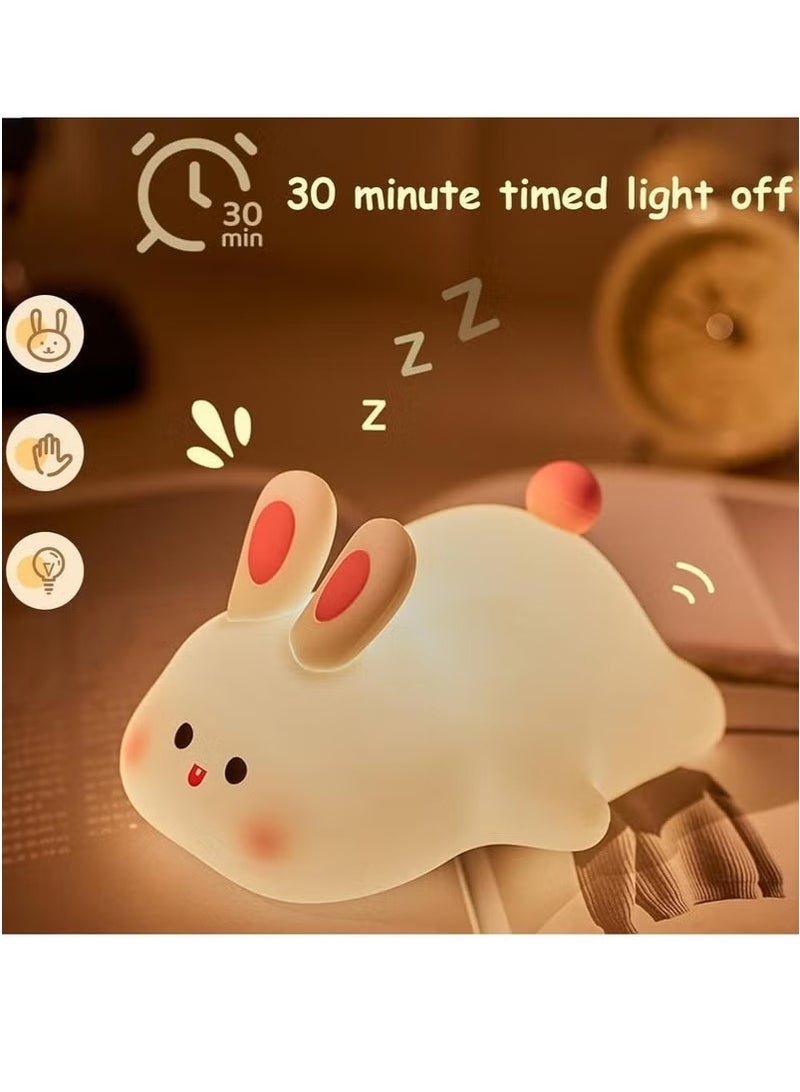 Night Light for Children – Cute Bunny LED Lamp, Dimmable Silicone Night Lamp for Baby & Nursery, Rechargeable Touch Bedside Lamp, Soft Glow Rabbit Night Light for Kids Room Decor, Ideal Gift for Girls - Image 5