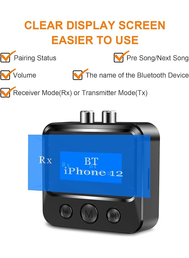إكسفور جهاز إرسال واستقبال بلوتوث، لأجهزة ستيريو التلفزيون المنزلية، محول بلوتوث 5.0 طويل المدى، مع صوت محيطي ثلاثي الأبعاد بتقنية Aptx، وتقنية بصرية منخفضة الكمون، لأجهزة ستيريو المنزل، وسماعات الرأس، ومكبرات الصوت - Image 3