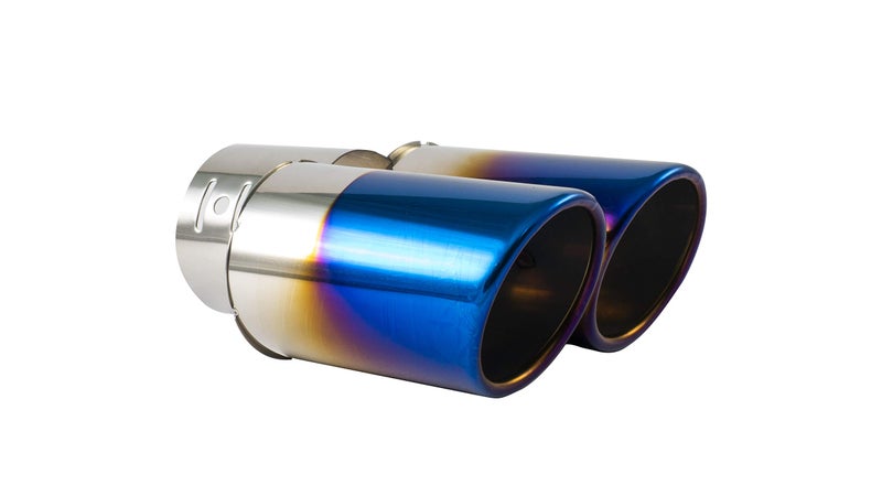 Automaze Universal Fits Car Straight Burnt Round Shaped Exhaust Dual Twin Tail Muffler Tip Pipe 60mm (Model-B2008) - Image 5