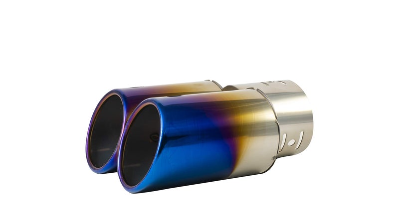 Automaze Universal Fits Car Straight Burnt Round Shaped Exhaust Dual Twin Tail Muffler Tip Pipe 60mm (Model-B2008) - Image 3
