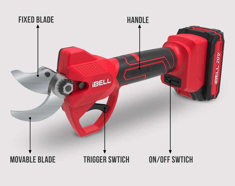 iBELL BP 32-30 L1 Cordless Pruning Shears | 20V Tree Cutter & Garden Branch Cutter | Cuts up to 30mm | Stainless Steel Blade for Gardening Use | 2.0Ah Battery & Charger Included - Image 5