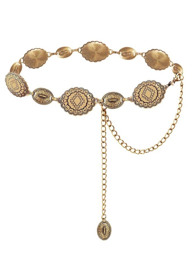 TOPACC Concho Belts for Women Western Chain Belt Gold Metal Cowgirl Belt for Dresses Jeans Country Concert Outfit Boho - Image 1