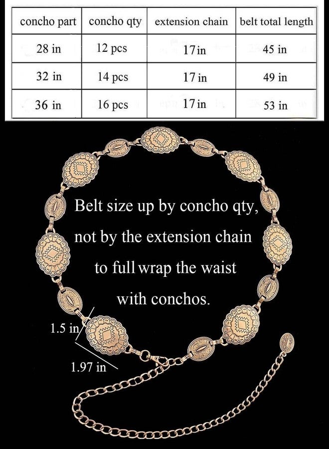 TOPACC Concho Belts for Women Western Chain Belt Gold Metal Cowgirl Belt for Dresses Jeans Country Concert Outfit Boho - Image 5