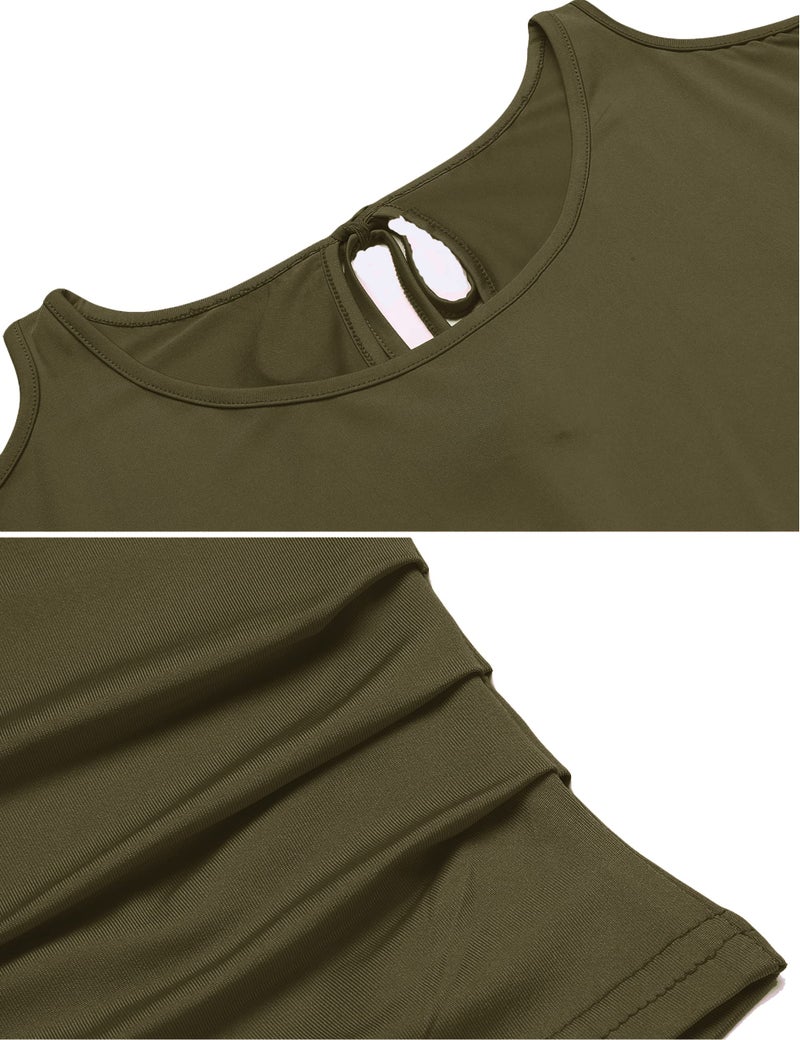 Miselon Womens St Patrick's Day Cut Out Off Shoulder Short Sleeve Dolman Drape Loose Fit Tunic Top (XL, Army Green) - Image 2