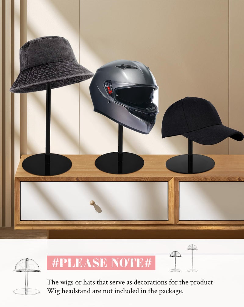 Chadwick 8'' High Hat Display Stands For Vendors, Durable Black Acrylic Hat Holder Stand For Salon, Domed Cap Rack With Brim, Cowboy Hat Holder, Baseball Cap Rack, Wig Holder - Image 2