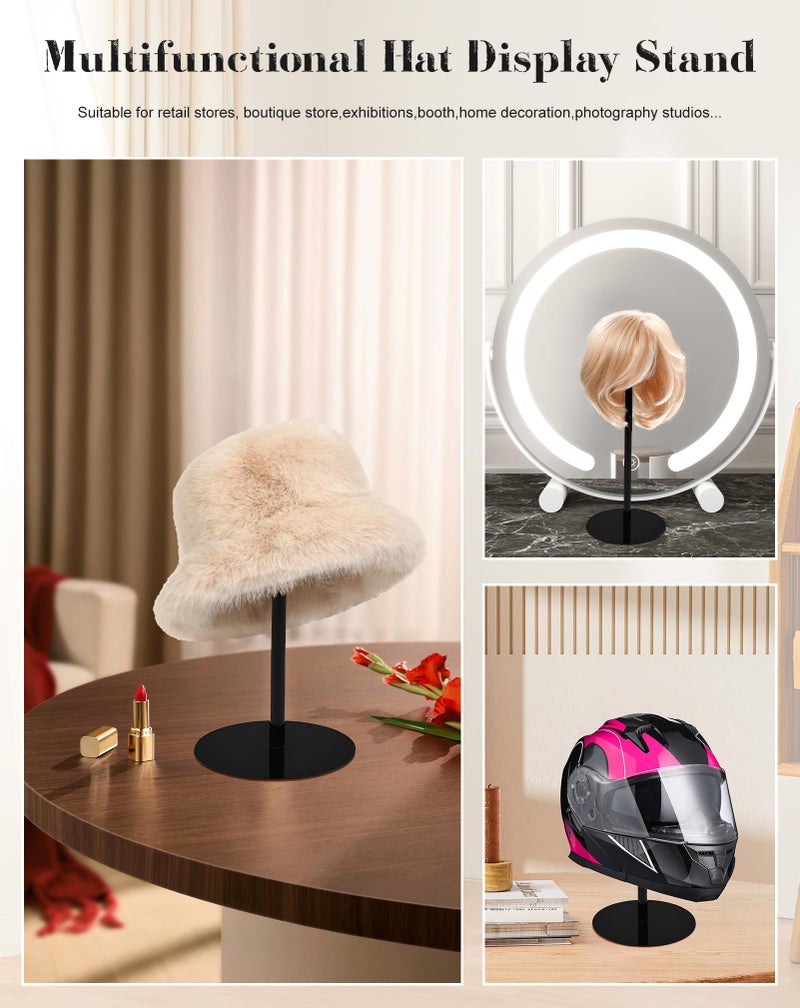 Chadwick 8'' High Hat Display Stands For Vendors, Durable Black Acrylic Hat Holder Stand For Salon, Domed Cap Rack With Brim, Cowboy Hat Holder, Baseball Cap Rack, Wig Holder - Image 5