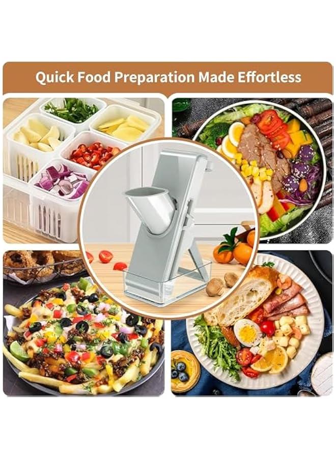 تراسل قطاعة طعام مندولين من تراسل، قطاعة بطاطس، قطاعة مندولين امنة 4 في 1 للمطبخ، قطاعة طعام للمطبخ - قطاعة مندولين امنة للخضروات، قطاعة مندوليب، اعداد وجبات سريعة - Image 2