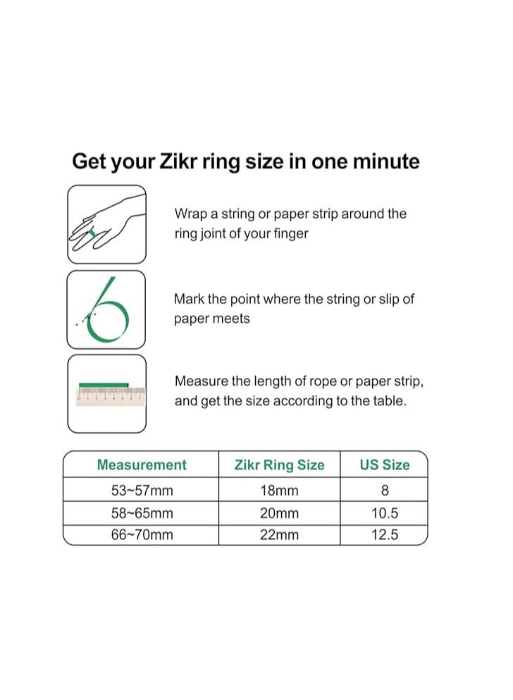 iQIBLA Zikr Smart Tasbih Ring 18mm Silver - Image 3