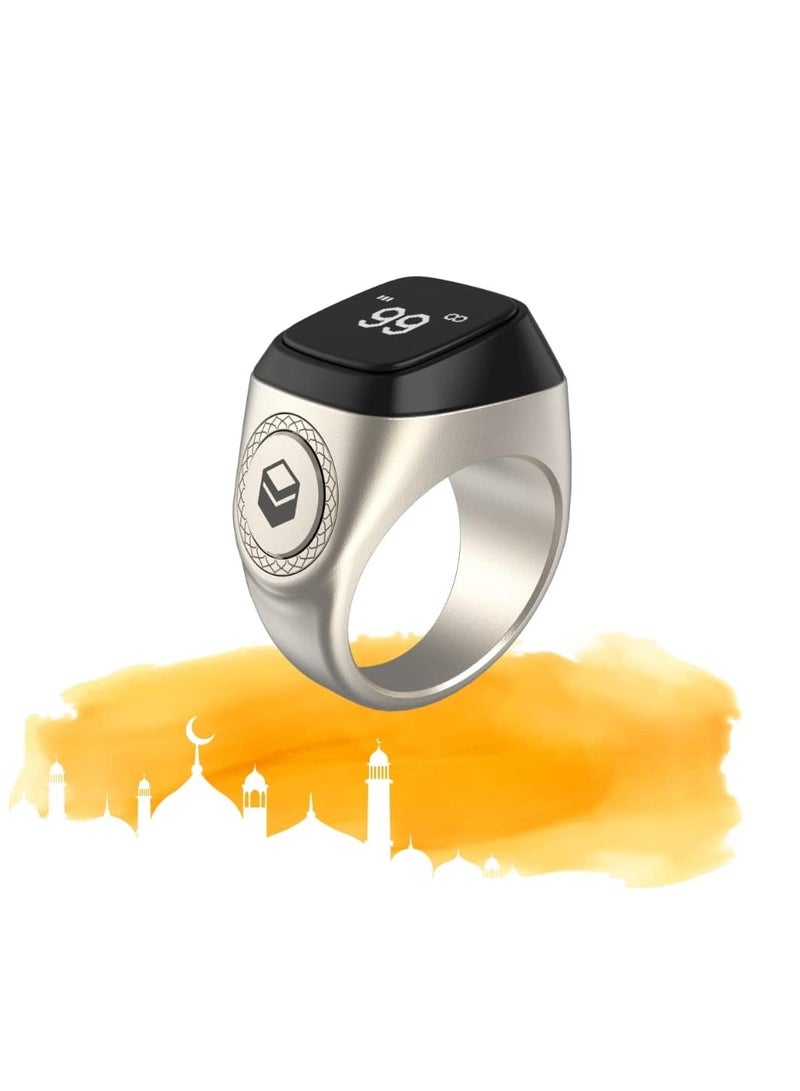 iQIBLA Zikr Smart Tasbih Ring 18mm Silver - Image 1