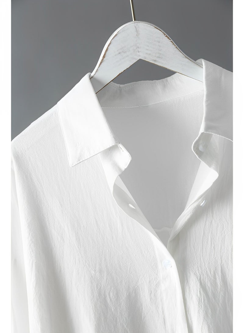 REOCLE Women's Maxi Dress Cotton Linen Shirts Long Sleeve Button Down Blouses Oversized Tops Casual Loose Cardigan Shirts - Image 4