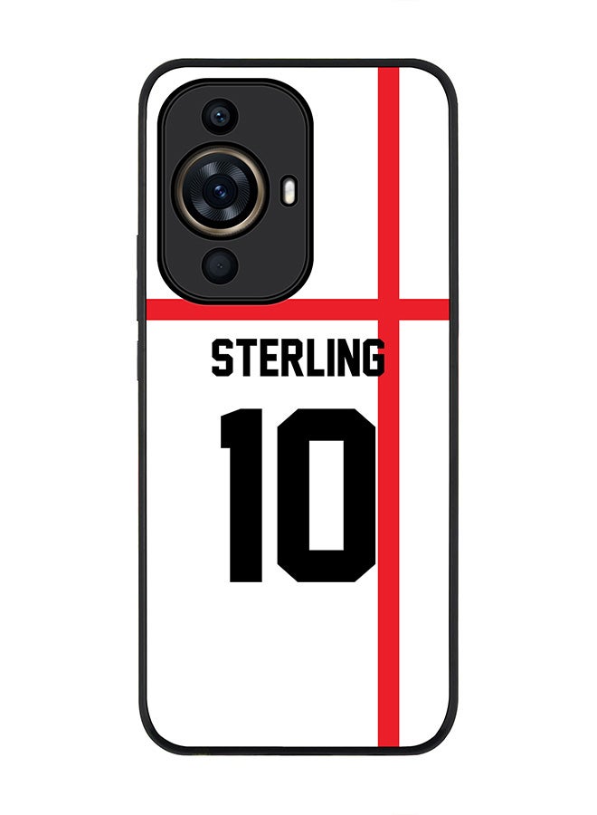 Stylizedd Rugged Black Edge case for Huawei nova 11 Pro, Slim fit Soft Flexible Rubber Edges Anti Drop Cover - Football Team - England, Player Name - Sterling - Image 1