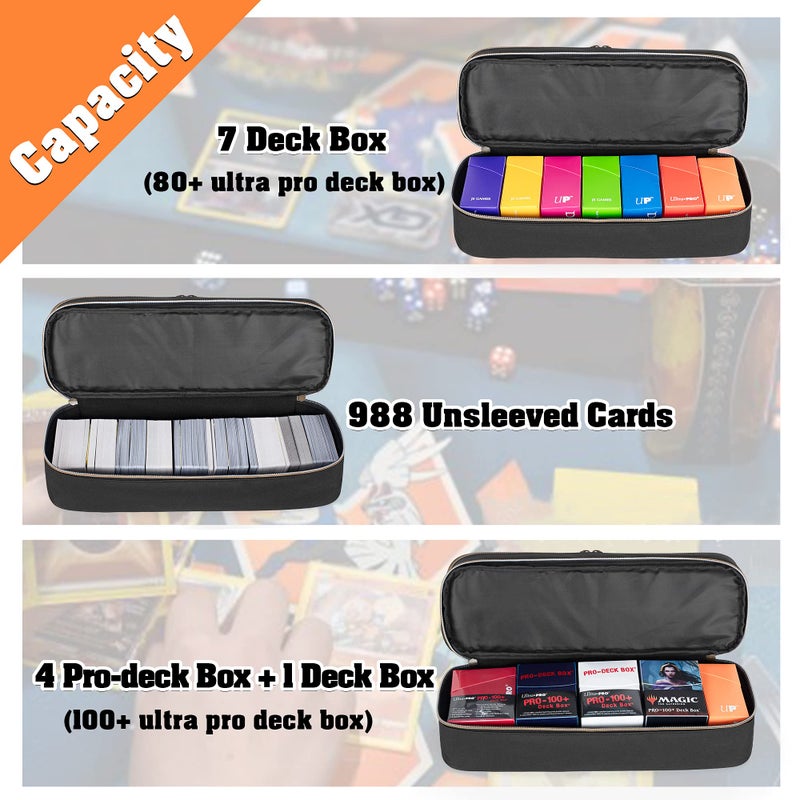 Trunab Double-Layer Card Game Case Fits Playmats, Hold Up to 988 Unsleeved Cards, Trading Card Carry Case Compatible with Cards Against Humanity, Yugioh, PM Cards, MTG,TCG, CCG Cards - Patented Design - Image 2