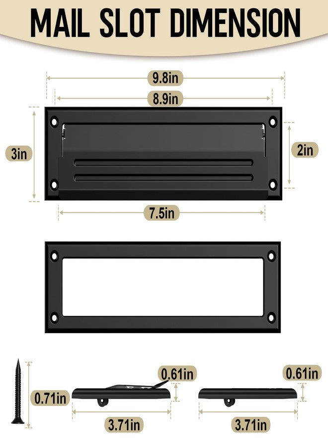 Profasion 10 inch Mail Slot for Front Door, Stainless Steel Mail Slot Cover, Easy to Install, 1 Pack, 10"×3", Black - Image 2