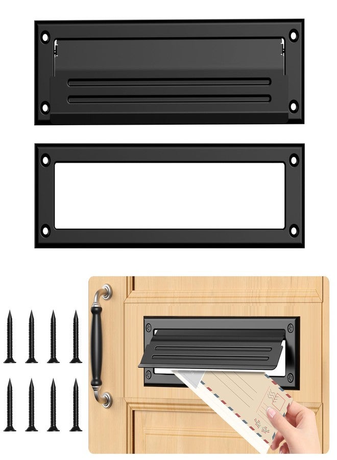 Profasion 10 inch Mail Slot for Front Door, Stainless Steel Mail Slot Cover, Easy to Install, 1 Pack, 10"×3", Black - Image 1