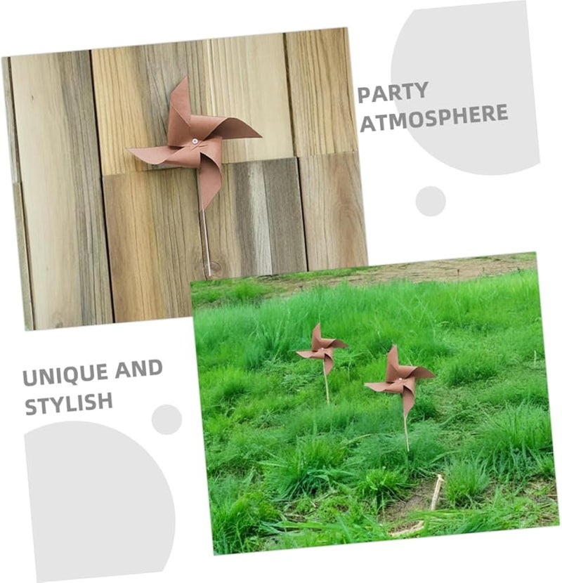 دعائم صور طاحونة هواء ورقية كلاسيكية 6 قطع، زينة دوارة يدوية بأسلوب ريترو لحفلات أعياد الميلاد الخارجية والنزهات - Image 4