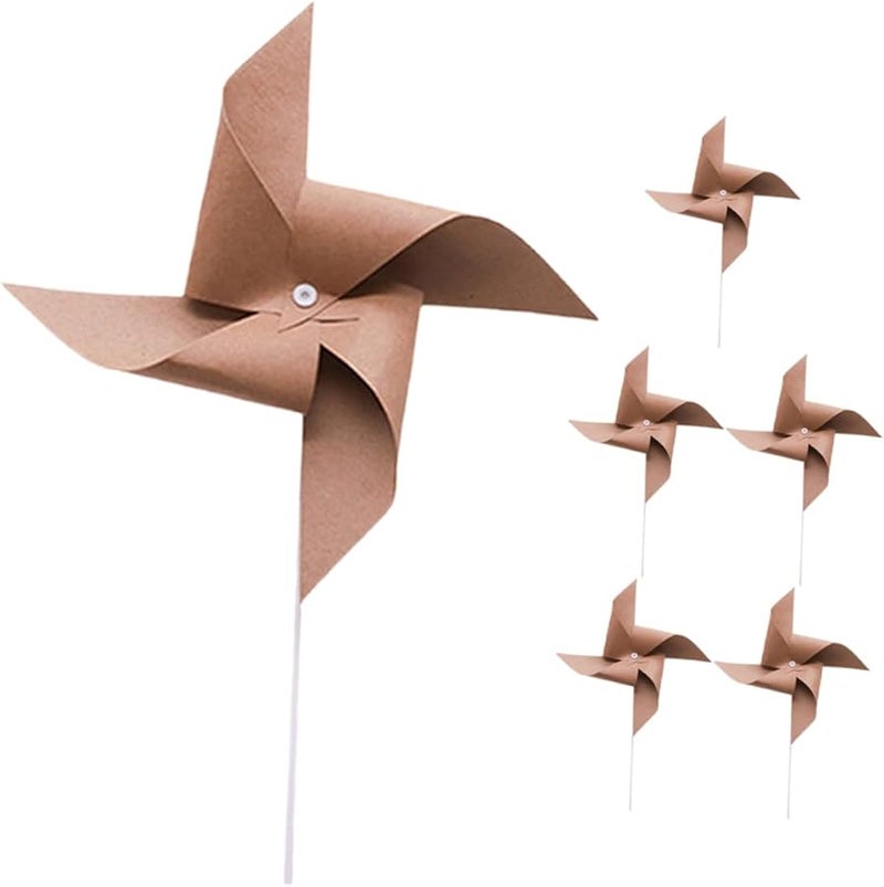 دعائم صور طاحونة هواء ورقية كلاسيكية 6 قطع، زينة دوارة يدوية بأسلوب ريترو لحفلات أعياد الميلاد الخارجية والنزهات - Image 2