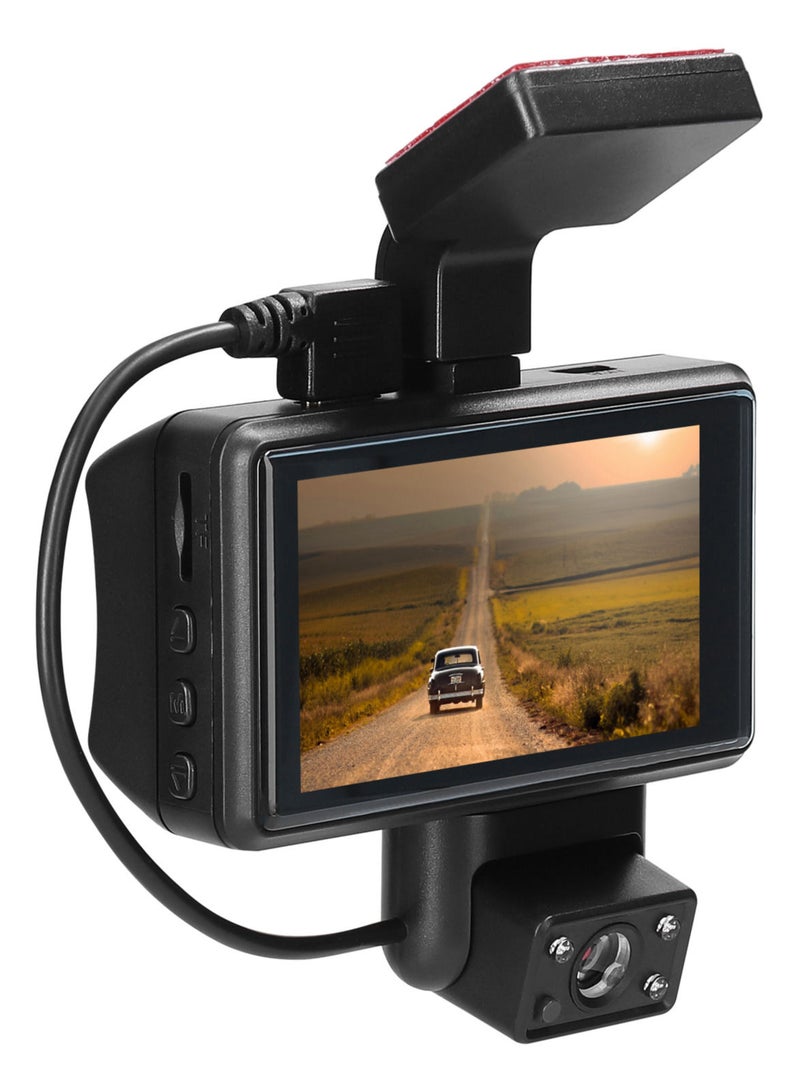 1080P DVR Dash Camera Front & Inside Dual Camera Driving Recorder 3 Inch Screen Dashcam - Image 2