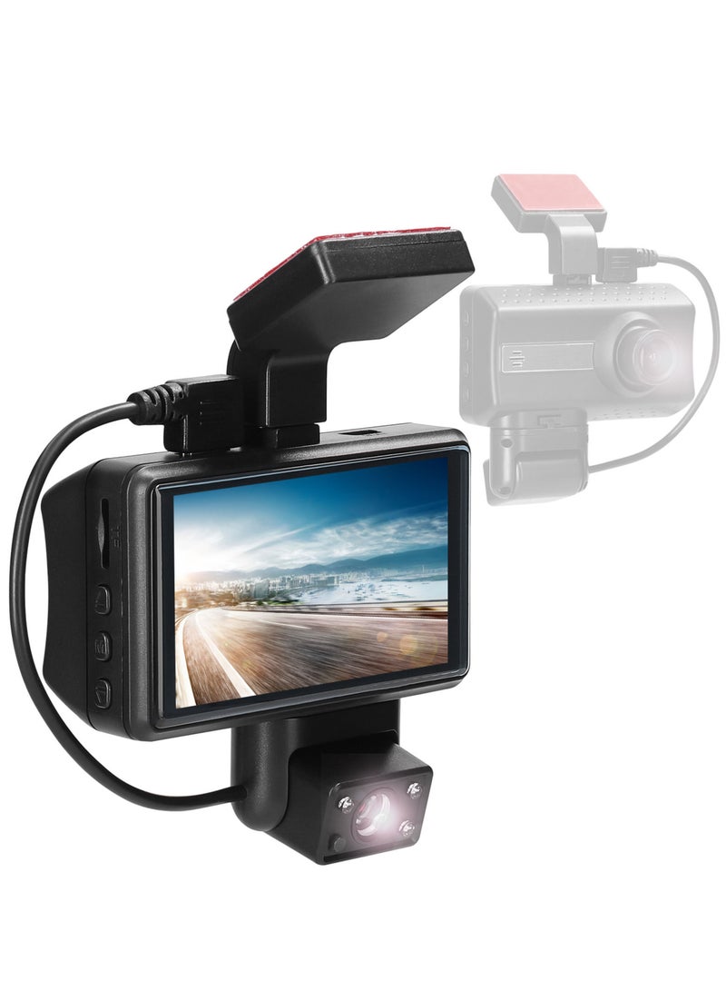 1080P DVR Dash Camera Front & Inside Dual Camera Driving Recorder 3 Inch Screen Dashcam - Image 1