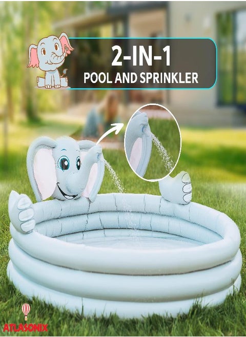 Inflatable Kiddie Pool for Toddlers with Sprinkler, Baby Pool, Small Kid Pool Size 60'', Toddler Pool - Swimming Pool for Kids for Outside Backyard, Blow up Pool for Kids