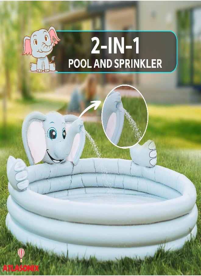 Atlasonix - Inflatable Kiddie Pool for Toddlers with Sprinkler, Baby Pool, Small Kid Pool Size 60'', Toddler Pool - Swimming Pool for Kids for Outside Backyard, Blow up Pool for Kids - Image 1