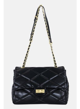 bebe Women Quilted Turn Lock Handbag, Black  - Image 1
