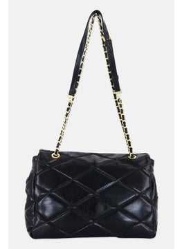 bebe Women Quilted Turn Lock Handbag, Black  - Image 2
