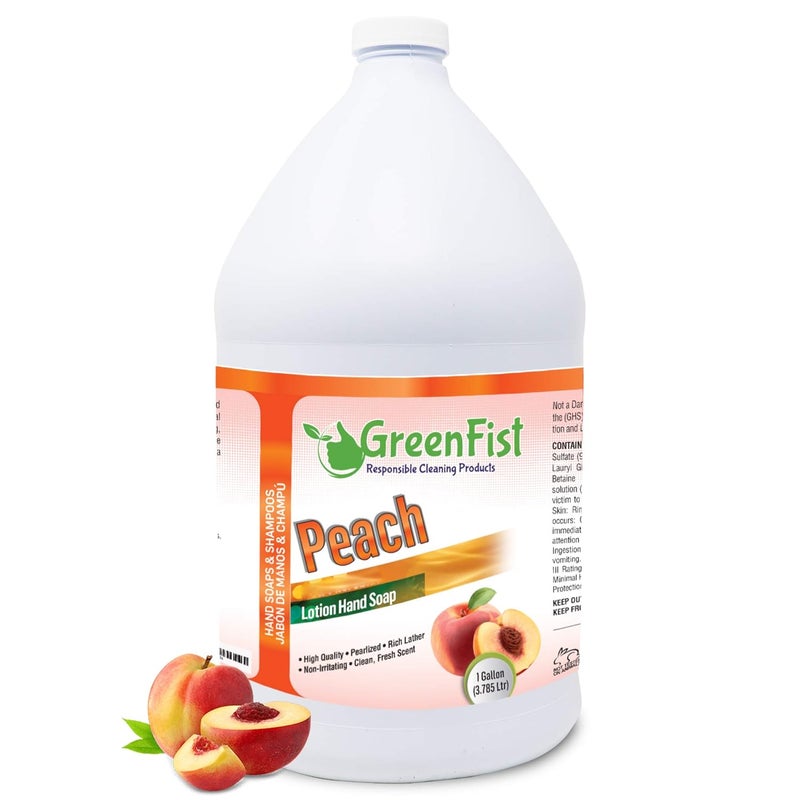 GreenFist Peach Scented Hand Soap  Liquid Gel Refill  Softer Hands Made in USA 128 Ounce 1 Gallon