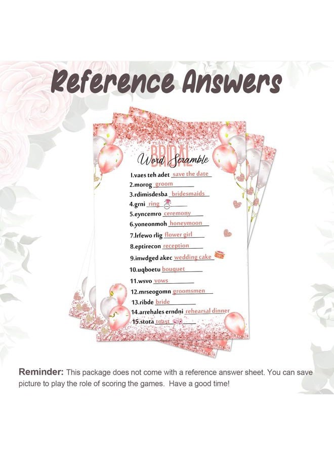 Maxdot 220 Pieces Bridal Shower Game Set 5 Sets (40 Cards Each) Wedding Game Cards and 20 Pieces Pencils Printed Words Editable Bride Groom Wedding Bachelorette Engagement Party Supplies(Pink Balloon) - Image 5