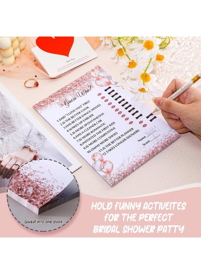 Maxdot 220 Pieces Bridal Shower Game Set 5 Sets (40 Cards Each) Wedding Game Cards and 20 Pieces Pencils Printed Words Editable Bride Groom Wedding Bachelorette Engagement Party Supplies(Pink Balloon) - Image 4