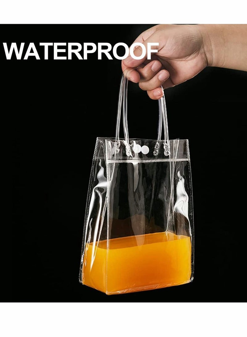 أكياس هدايا PVC شفافة قابلة لإعادة الاستخدام حقيبة تسوق شفافة تغليف هدايا مع مقابض لزهور الزفاف عيد الميلاد عيد الحب حقائب الحفلات 15 x 7 x 16 سم (10 قطع) - Image 3