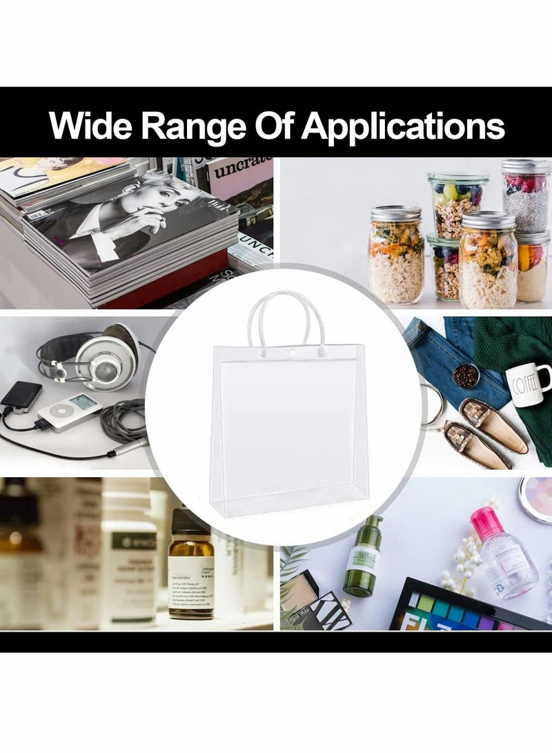 أكياس هدايا PVC شفافة قابلة لإعادة الاستخدام حقيبة تسوق شفافة تغليف هدايا مع مقابض لزهور الزفاف عيد الميلاد عيد الحب حقائب الحفلات 15 x 7 x 16 سم (10 قطع) - Image 5