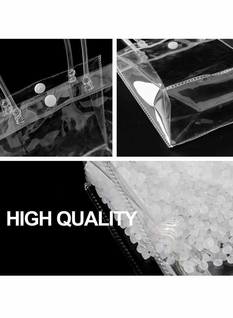 أكياس هدايا PVC شفافة قابلة لإعادة الاستخدام حقيبة تسوق شفافة تغليف هدايا مع مقابض لزهور الزفاف عيد الميلاد عيد الحب حقائب الحفلات 15 x 7 x 16 سم (10 قطع) - Image 2