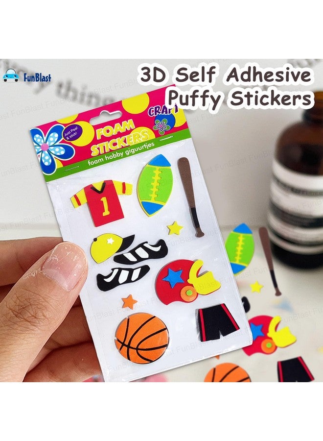 فنبلاست ملصقات إسفنجية من فن بلاست - ملصقات منفوخة ذاتية اللصق ثلاثية الأبعاد للأطفال، ملصقات بطابع كرتوني للأعمال الفنية والحرفية، وحجز القصاصات، والديكور، ومشاريع الأطفال (متعددة الألوان) (رياضية) - Image 4