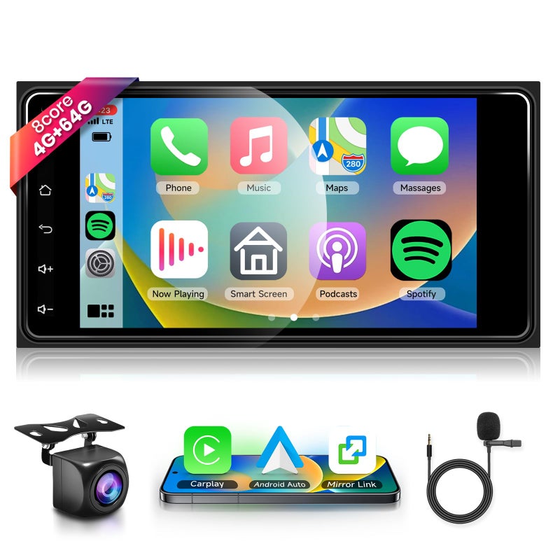 Podofo 8 CORE 4G64G Car Radio Stereo for Toyota Corolla 20032008Camry 20022006Highlander 20012007RAV4 20012005 Wireless CarPlayAndroid Auto 7 IPS Touch Screen Android 13 GPS WiFi DSP Camera - Image 2