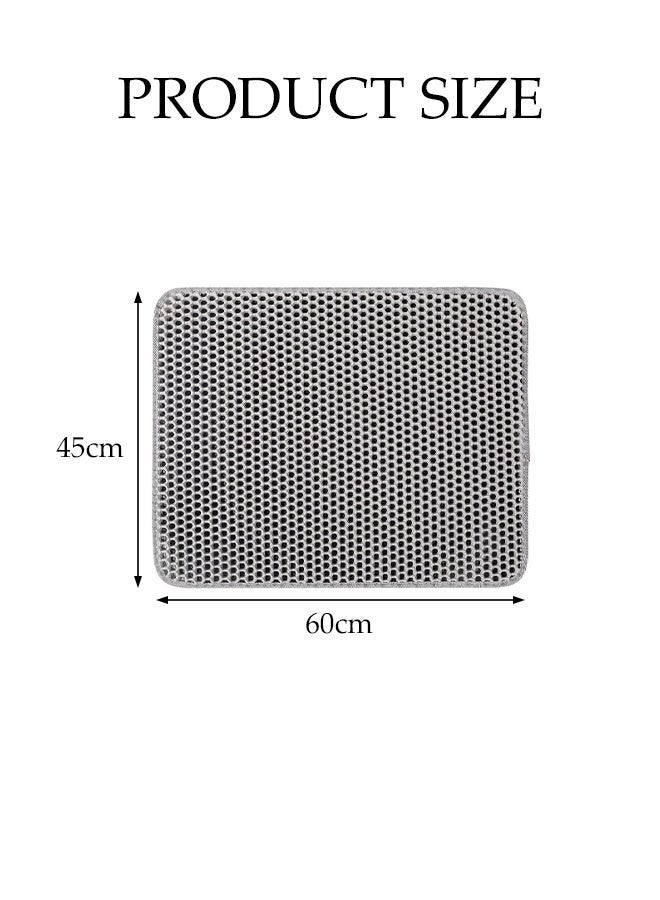 Cat Litter Mat,Honeycomb Double Layer Design Waterproof Litter Mat,Non-Slip Litter Trapping Mat for Cat Sand,Easy to clean,45x60cm (Grey) - Image 2