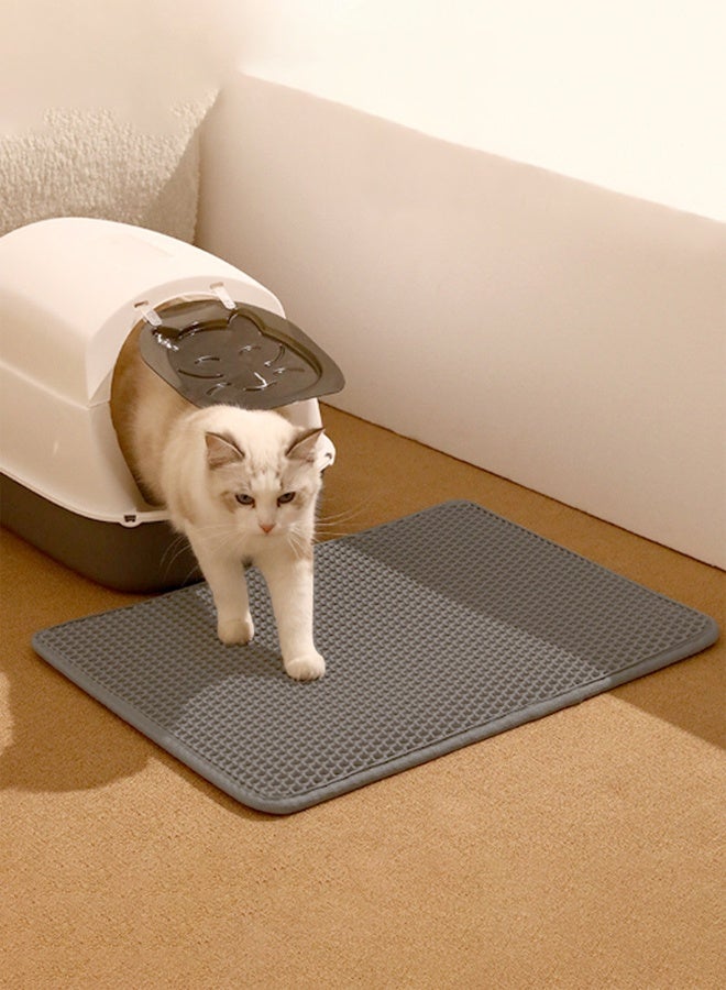 Cat Litter Mat,Honeycomb Double Layer Design Waterproof Litter Mat,Non-Slip Litter Trapping Mat for Cat Sand,Easy to clean,45x60cm (Grey) - Image 1
