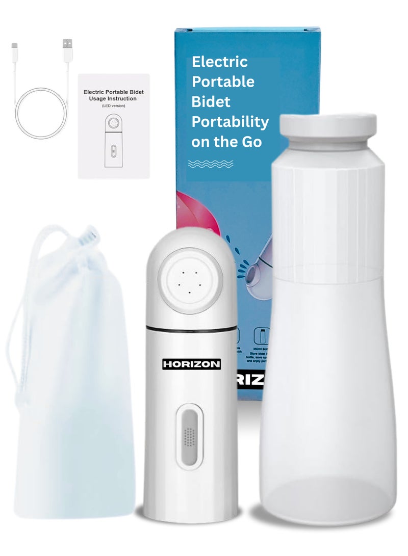 Horizon Electric Portable Bidet for Travel with 350ml Reservoir, Waterproof Rechargeable Portable Shattaf for Travel with USB-Type C, High Pressure Handheld Travel Bidet for Hygiene & Postpartum Use  - Image 1