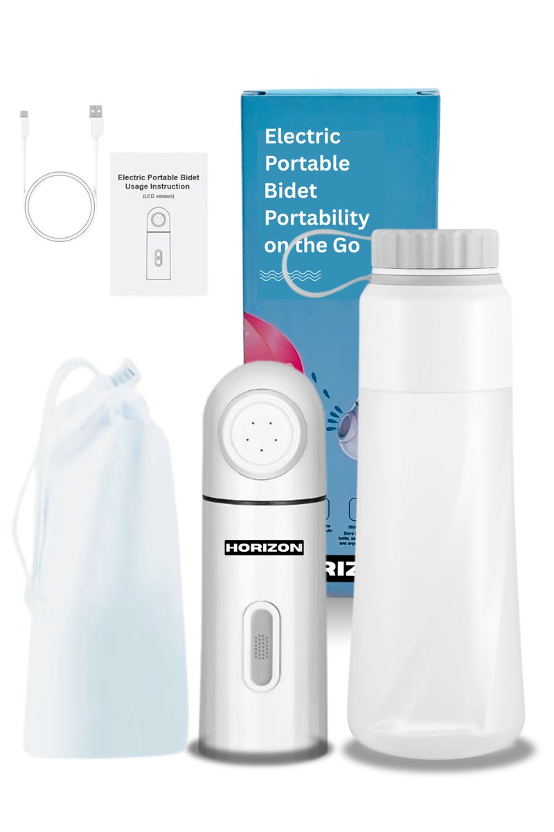 Horizon Electric Portable Bidet for Travel with 350ml Reservoir, Waterproof Rechargeable Portable Shattaf for Travel with USB-Type C, High Pressure Handheld Travel Bidet for Hygiene & Postpartum Use  - Image 1