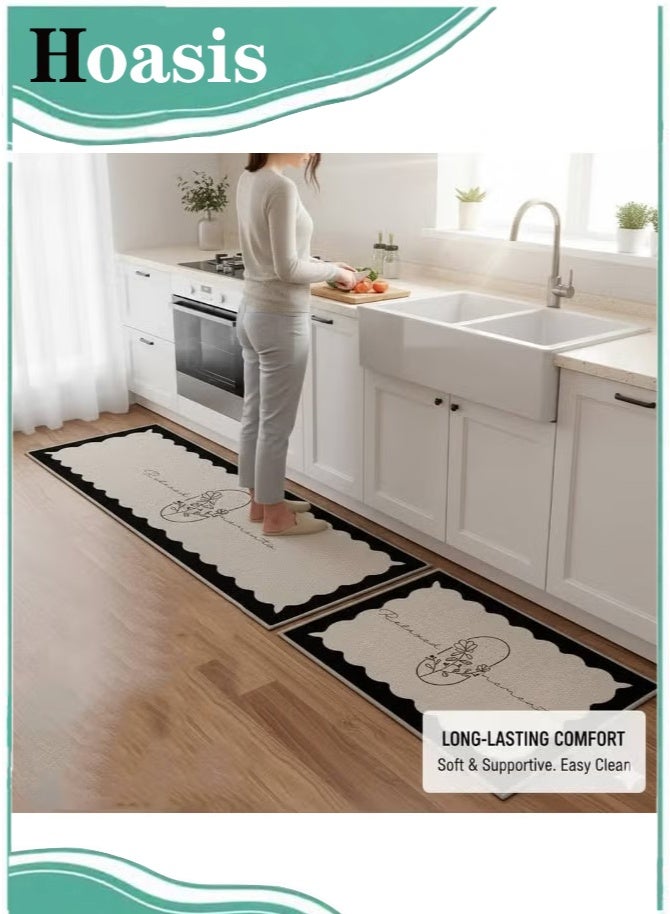 Hoasis 2 Pieces Diatom Mud Kitchen Mat Set, Non-Slip Soft Absorbent Floor Rugs for Kitchen Bathroom Laundry Office (40x60 cm + 40x120 cm) - Image 2