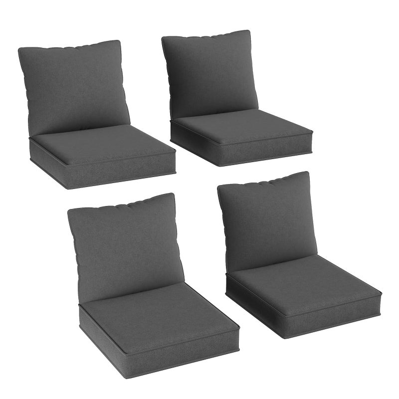 Aoxun Replacement Cushions for Outdoor Furniture, 4-Piece Outdoor Cushions for Patio Furniture, Deep Seat, Waterproof & Fade Resistant Couch Cushion for 4-Seat Patio Conversation Sets, Grey - Image 1
