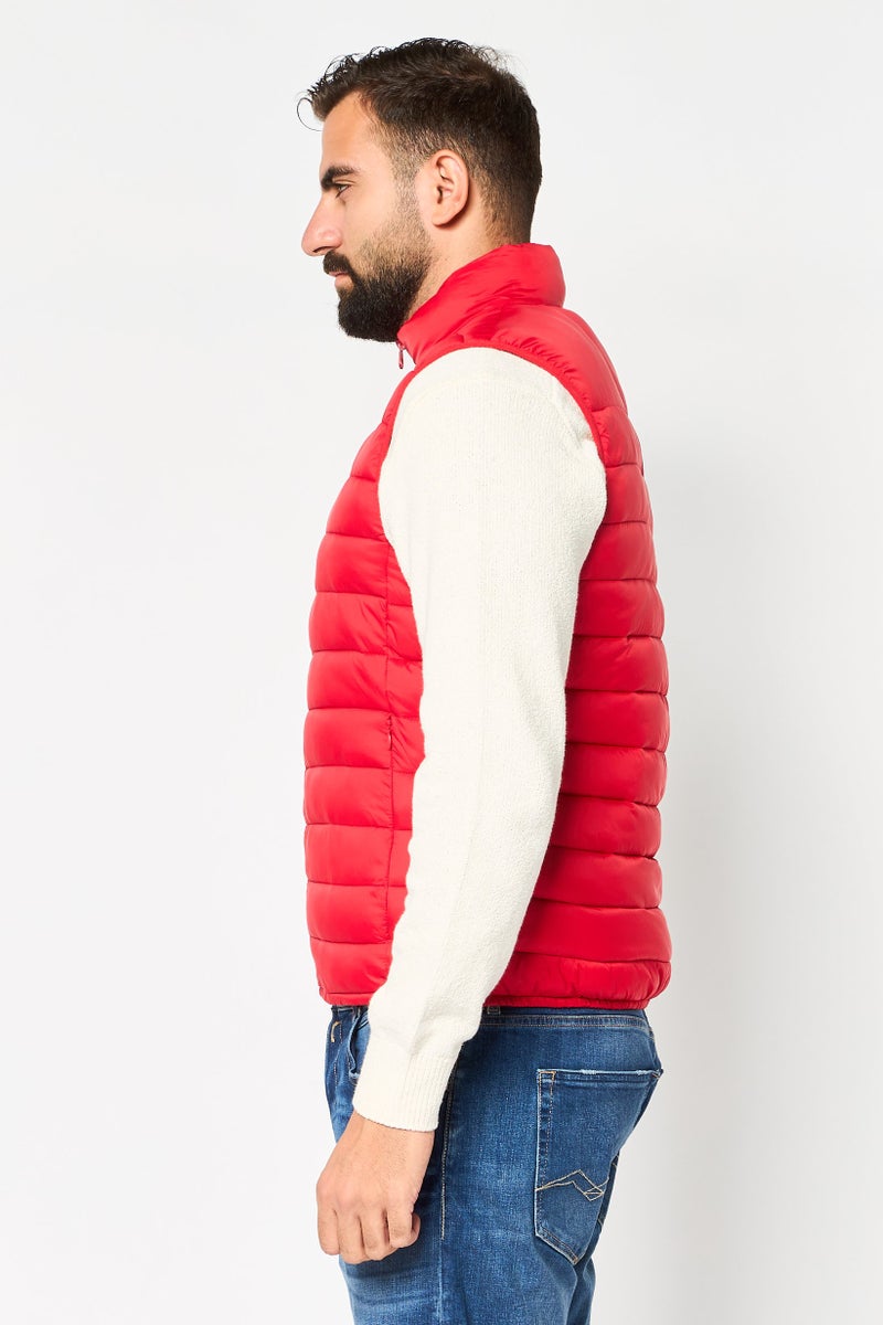 Celio Men Quilted Puffer Vest Jacket, Red - Image 4