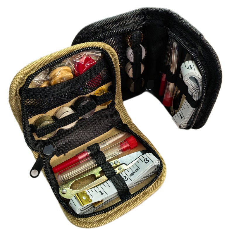 Desert Yellow Military Seamless Portable Hand Sewing Kit With Thread Scissors Thimbles Needle Threader - Image 2