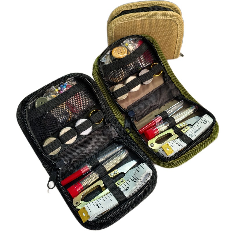 Desert Yellow Military Seamless Portable Hand Sewing Kit With Thread Scissors Thimbles Needle Threader - Image 5