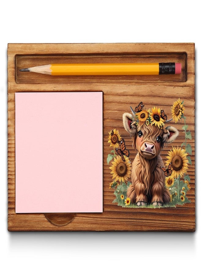 akeke Sunflower Highland Cows Sticky Notes Holder, Highland Cows Gifts for Women, Encouragement Cattle Office Decor Gifts for Coworkers, Women, Colleagues, Boss, Self-Stick Note Pad Holders GAA66 - Image 1