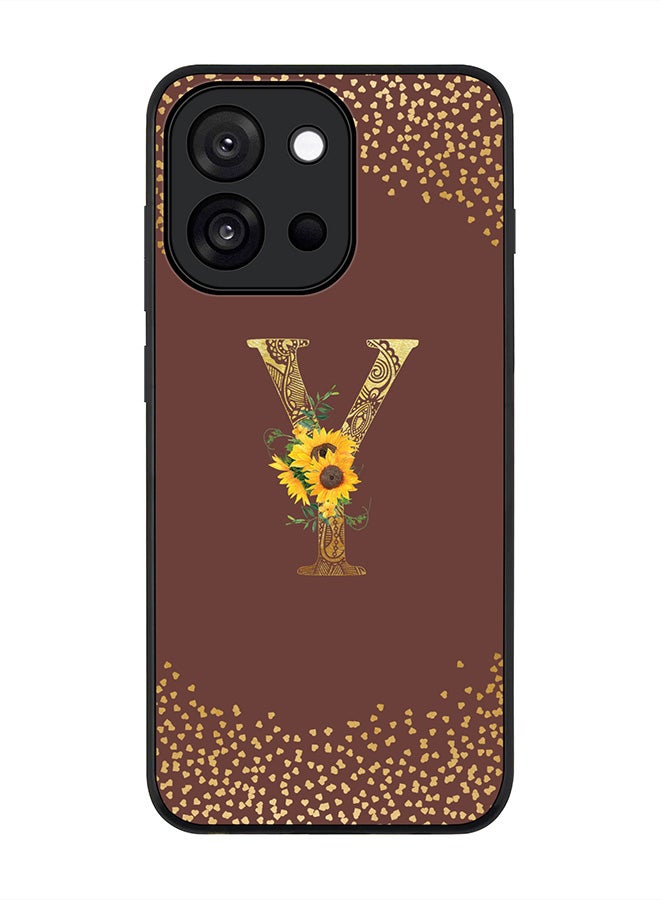 Stylizedd For OnePlus 13s / 13T Case,Slim fit Camera Protection, Shockproof Thin Phone cover  - Custom Floral Monogram - Y  (Brown )
