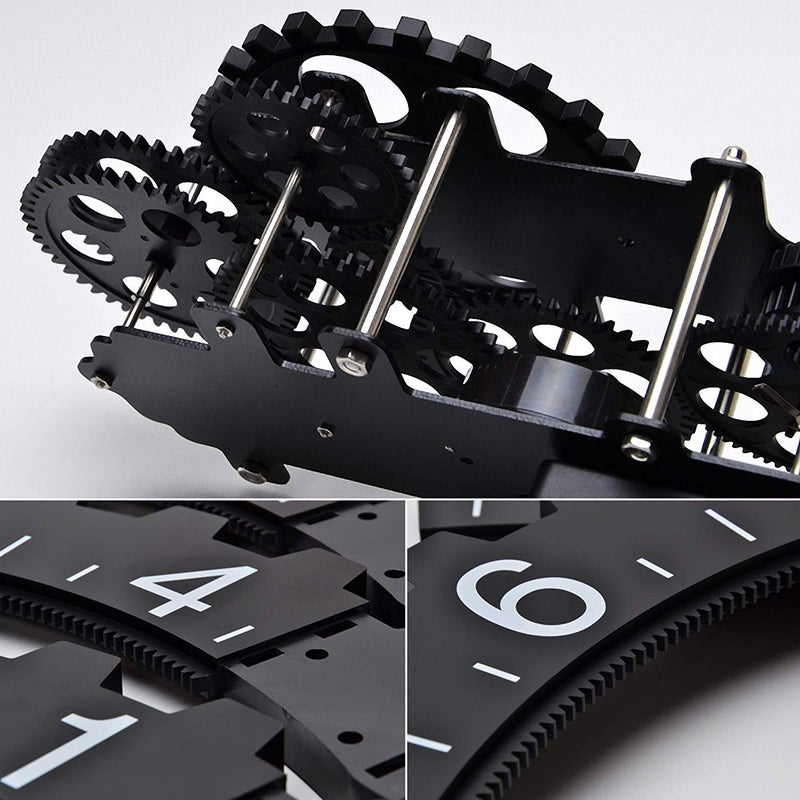 SHISEDECO Hour and Days Display Design Premium Plastic 3D Moving Large Gear Wheel Wall Clock, Perfect for Living Room, Reading-Room, Restaurant, Office Decor (B-Black) - Image 5