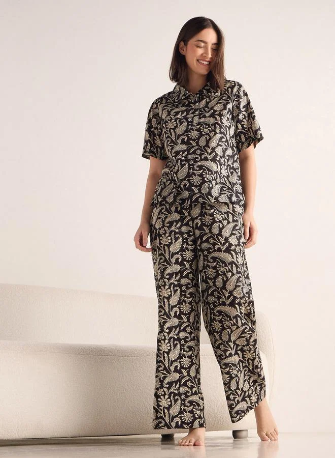 سبلاش فيڤ طقم بيجامة وبلوزة بأكمام قصيرة مطبوعة