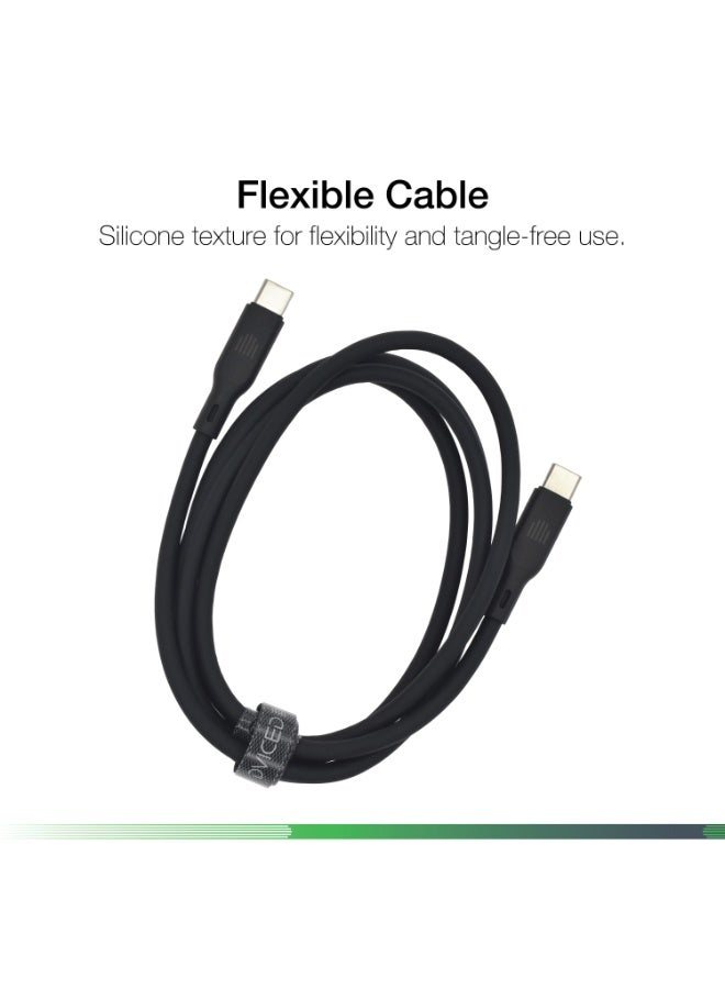 DVICED USB-C to USB-C Charging & Data transfer 1.25m silicone cable  - Black - Image 3