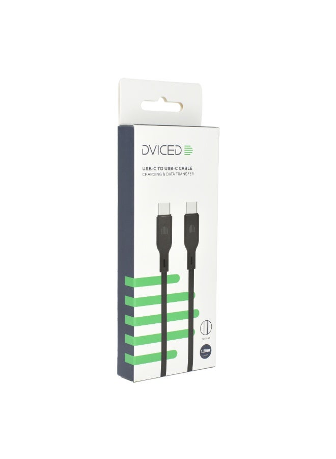 DVICED USB-C to USB-C Charging & Data transfer 1.25m silicone cable  - Black - Image 5