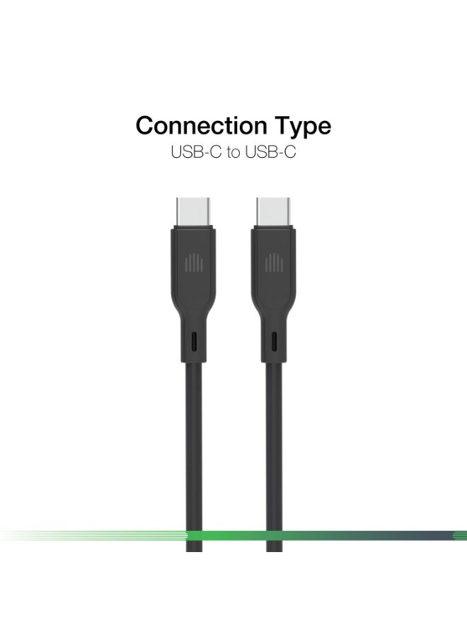 DVICED USB-C to USB-C Charging & Data transfer 1.25m silicone cable  - Black - Image 1